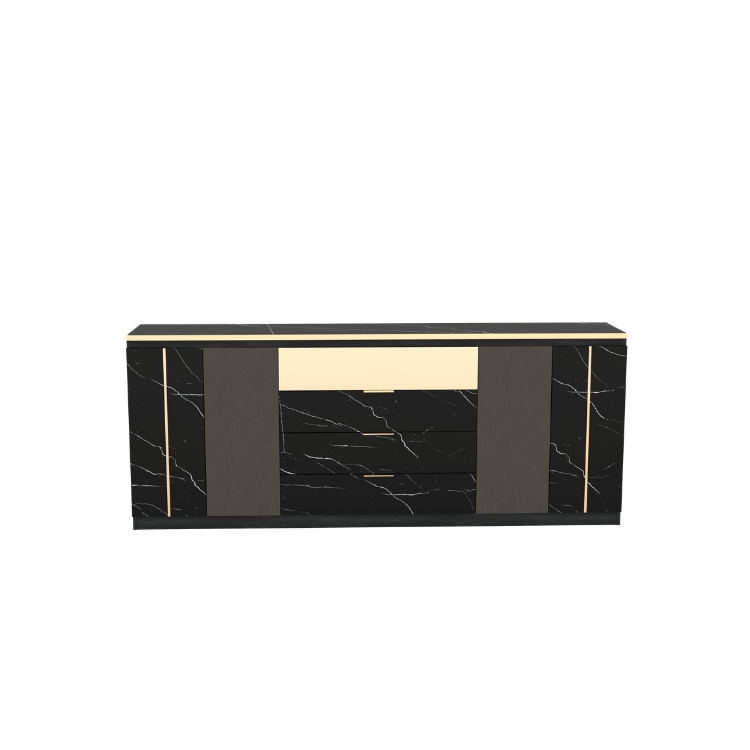 ตู้ลิ้นชัก 4 ลิ้นชัก WISDOM DESIGN FURNITURE รุ่น GCS-201 200 ซม. สีแอชเกรย์/ดาร์คมาร์เบิ้ล